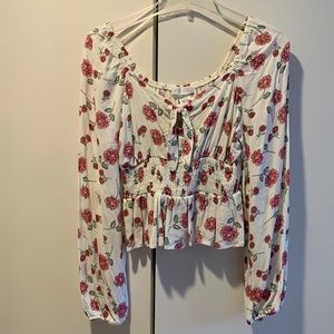 Planet Gold S blouse pink flowers